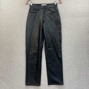 Abercrombie & Fitch Pants Womens 25 Black Vegan Leather Ankle Straight High Rise